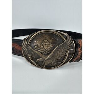 vintage MONTANA SILVERSMITHS belt buckle SOLID BRASS western EAGLE america